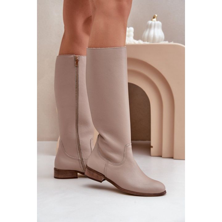 Ilgaauliai batai virš kelių su užtrauktuku Step in style