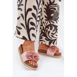 Rožinės platforminės basutės su gėlėmis Step in style