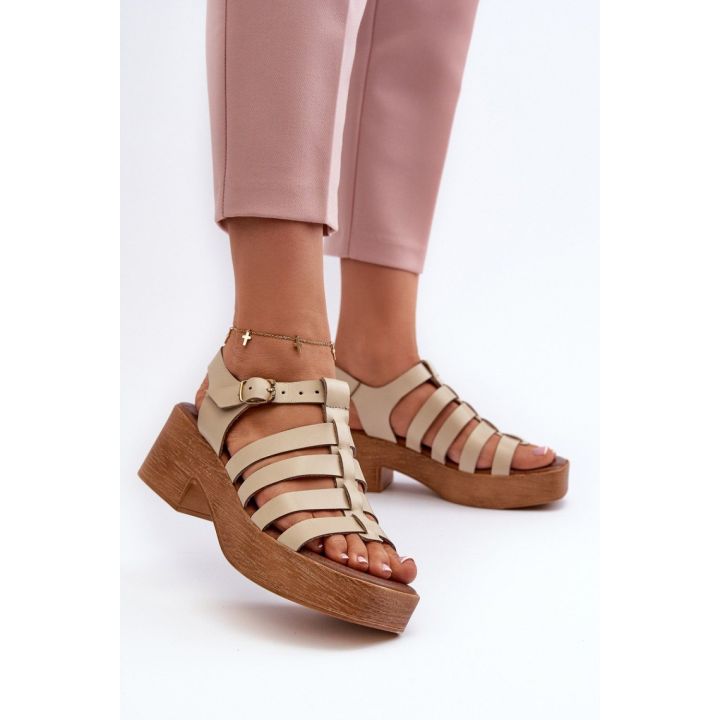 Smėlio spalvos basutės su kulnu Step in style