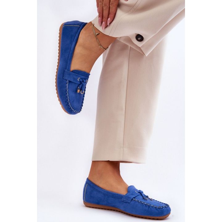 Mėlynos zomšos imitacijos mokasinai Step in style