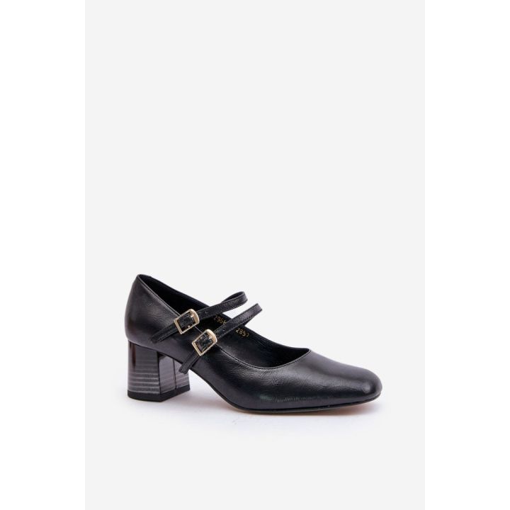 Juodi aukštakulniai bateliai su dirželiais Step in style