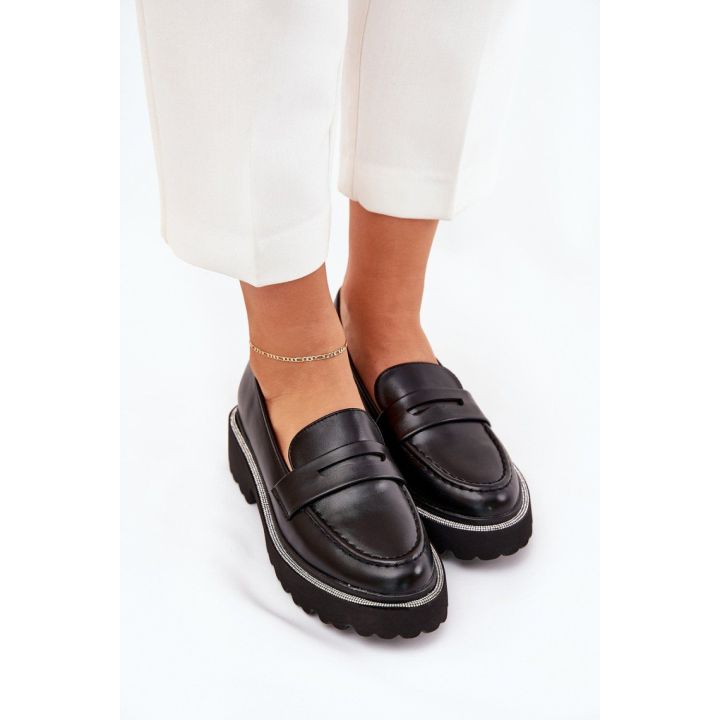 Juodi mokasinai su storu padu Step in style