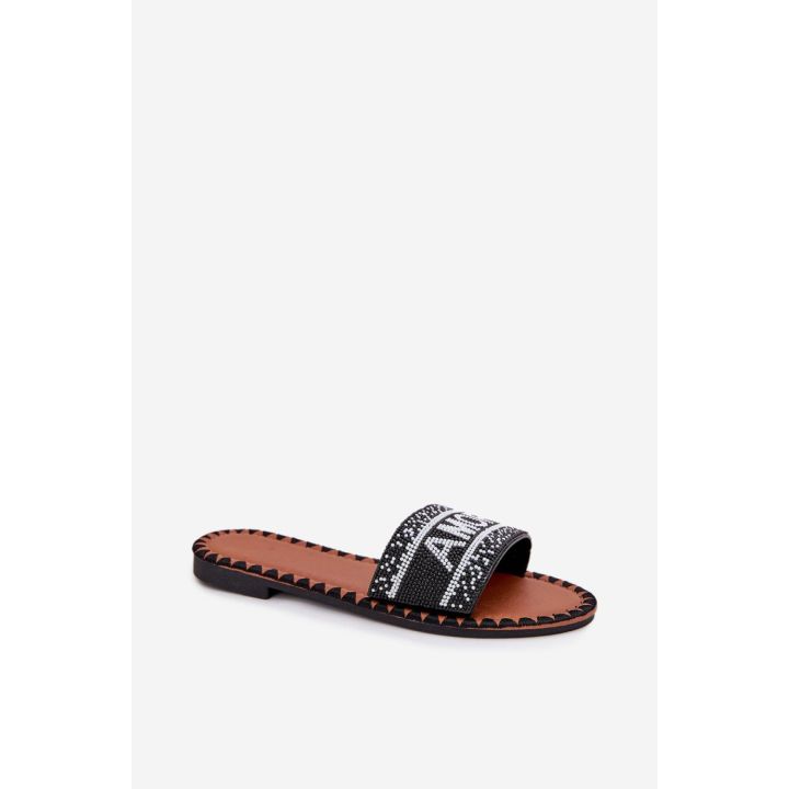 Juodos moteriškos basutės su dekoratyvia juostele Step in style