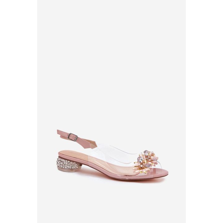 Skaidrios basutės su kulnu ir dekoruotu kulnu Step in style