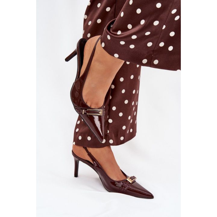 Bordo spalvos aukštakulniai bateliai su sagtimi Step in style