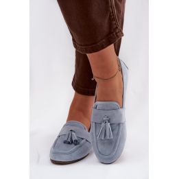 Mėlynos zomšos imitacijos mokasinai Step in style
