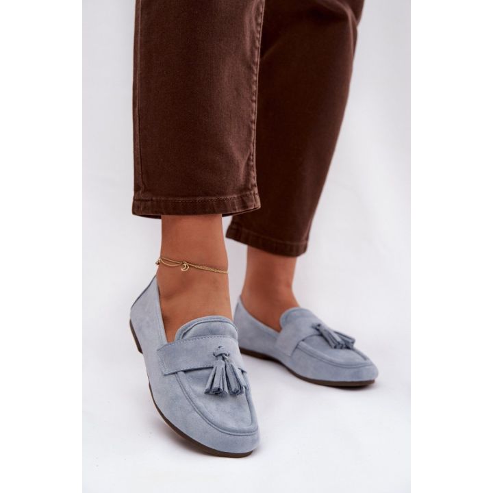 Mėlynos zomšos imitacijos mokasinai Step in style
