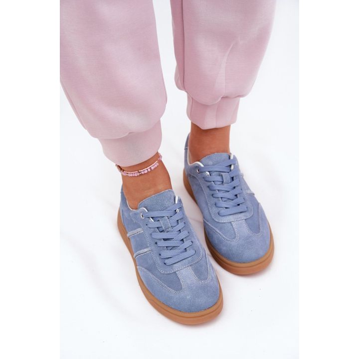 Mėlynos zomšos imitacijos sportbačiai Step in style