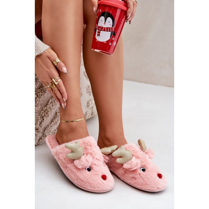 Rožinės kalėdinės šlepetės Step in style