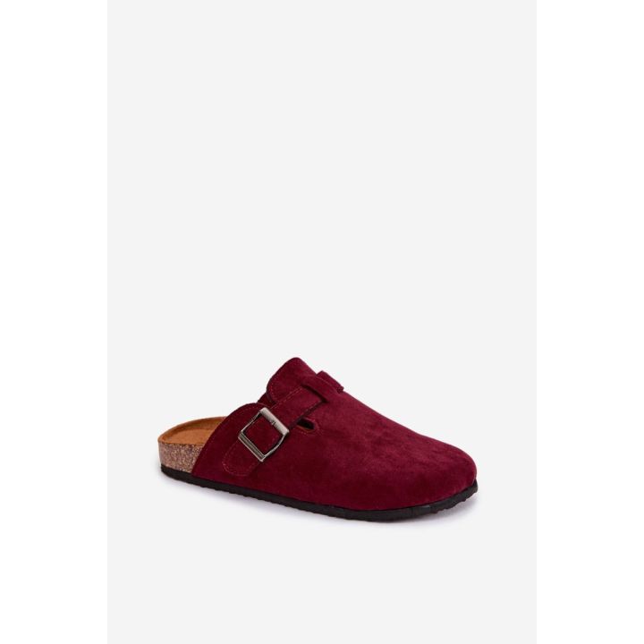 Bordo spalvos šlepetės su sagtimi Step in style