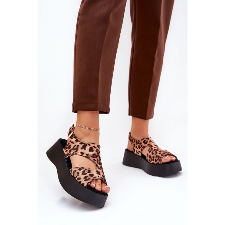 Leopardo rašto basutės su platforma Step in style