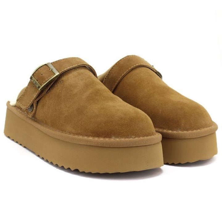 Moteriškos pašiltintos šlepetės ant platformos Big Star, camel