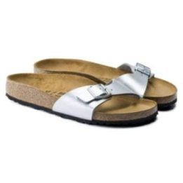 Moteriškos šlepetės Birkenstock Madrid Birko-Flor, sidabro spalvos