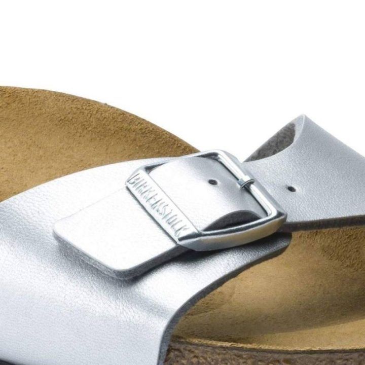 Moteriškos šlepetės Birkenstock Madrid Birko-Flor, sidabro spalvos