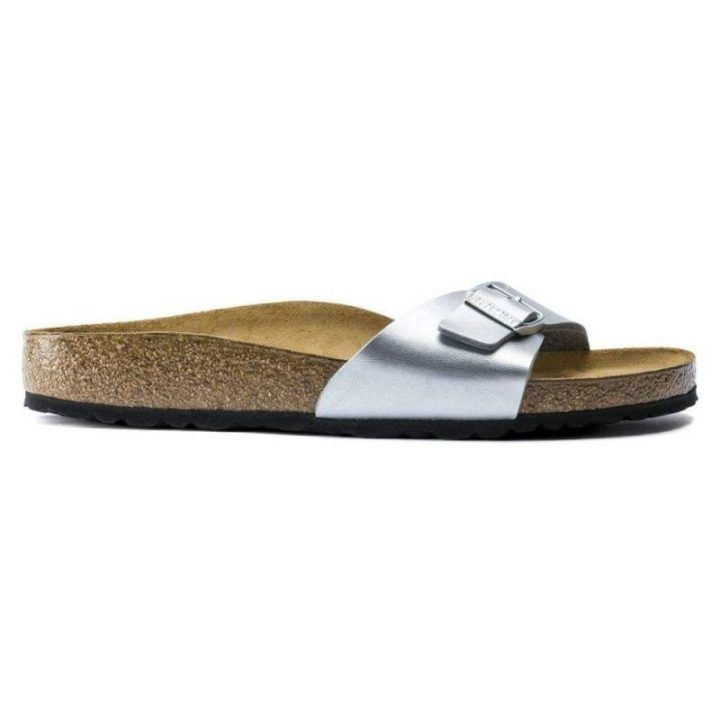 Moteriškos šlepetės Birkenstock Madrid Birko-Flor, sidabro spalvos