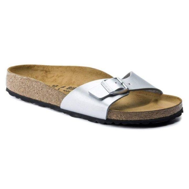 Moteriškos šlepetės Birkenstock Madrid Birko-Flor, sidabro spalvos