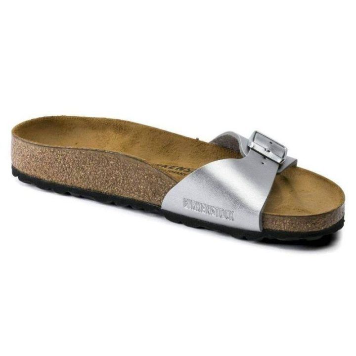Moteriškos šlepetės Birkenstock Madrid Birko-Flor, sidabro spalvos