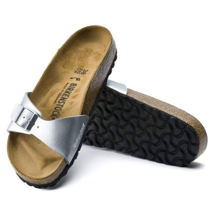 Moteriškos šlepetės Birkenstock Madrid Birko-Flor, sidabro spalvos