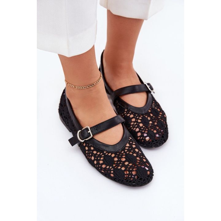 Juodos balerinos su dirželiu Step in style