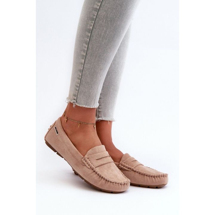 Smėlio spalvos zomšos imitacijos mokasinai Step in style