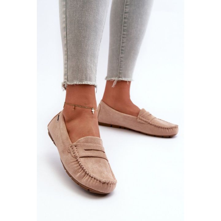 Smėlio spalvos zomšos imitacijos mokasinai Step in style
