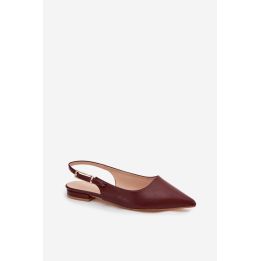 Burgundiškos balerinos su smailėjančia nosimi ir dirželiu Step in style
