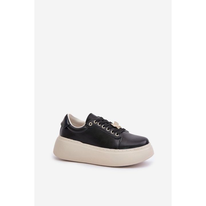 Juodi sportbačiai ant storos platformos Step in style