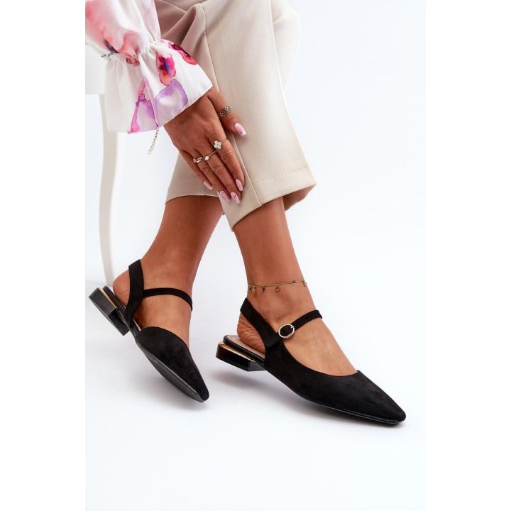 Juodos balerinos su kulno dirželiu Step in style