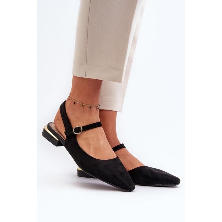 Juodos balerinos su kulno dirželiu Step in style