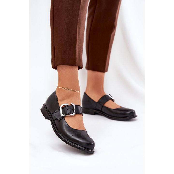 Juodi odiniai aulinukai su sagtimi Step in style