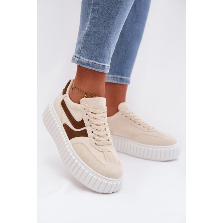Smėlio spalvos sportbačiai su platforma Step in style