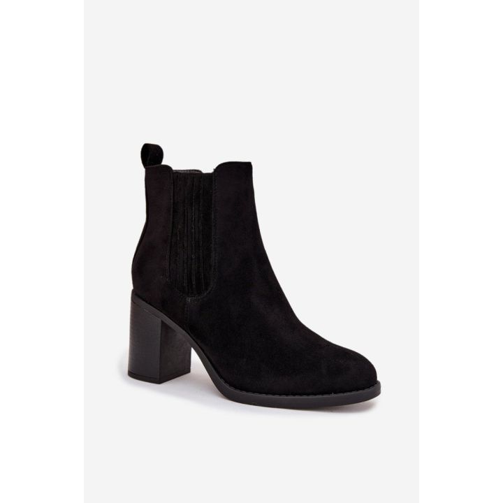 Juodi zomšos imitacijos aulinukai su kulnu Step in style