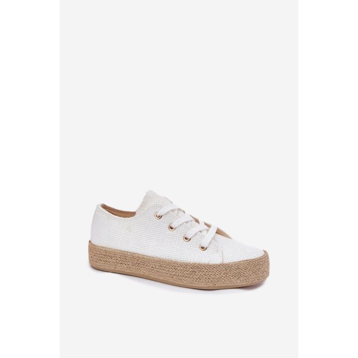 Baltos tekstilinės espadrilės Step in style
