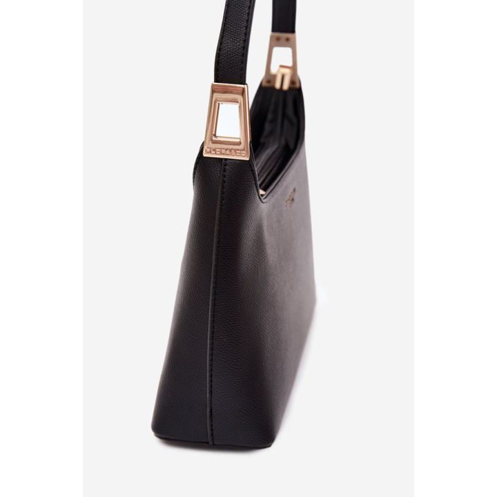 Juoda rankinė per petį su aukso spalvos detalėmis Flora&Co Paris