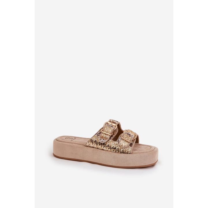 Smėlio spalvos platforminės basutės Step in style
