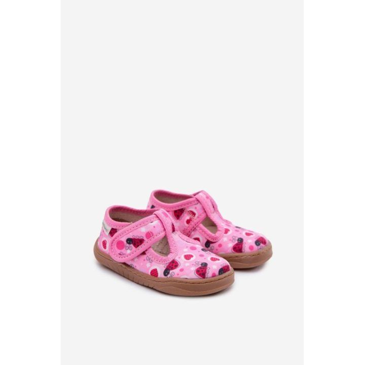 Rožinės vaikų šlepetės barefoot su užsegimu Milami