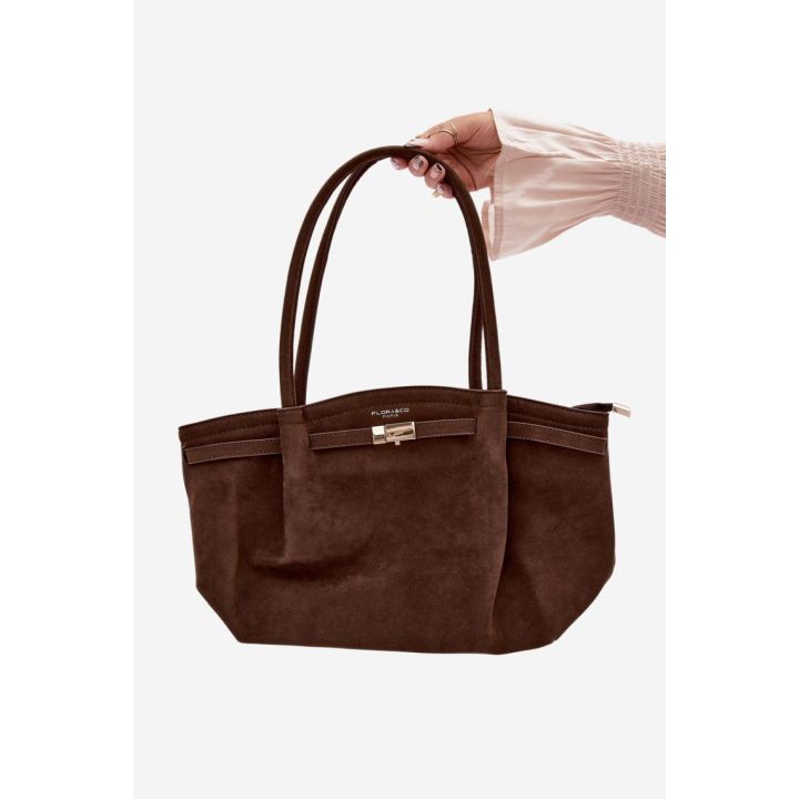 Ruda zomšos imitacijos rankinė per petį Flora&Co Paris