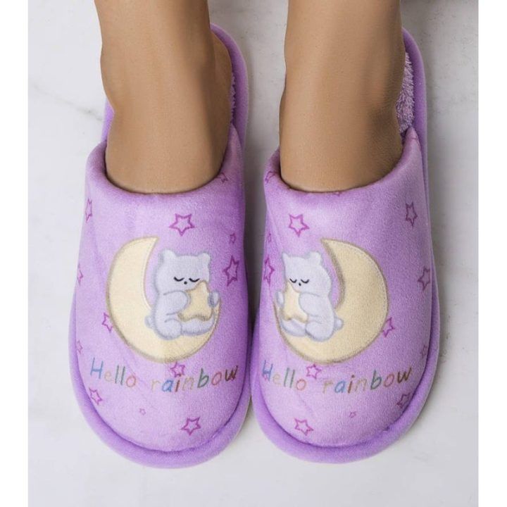 Violetinės minkštos šlepetės Vaivorykštinis mėnulis