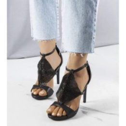 Juodos spalvos elegantiški Caleb stiletto sandalai