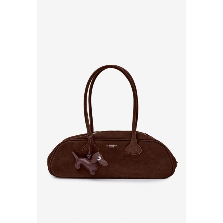 Ruda rankinė per petį su šuniuko pakabuku Flora&Co Paris