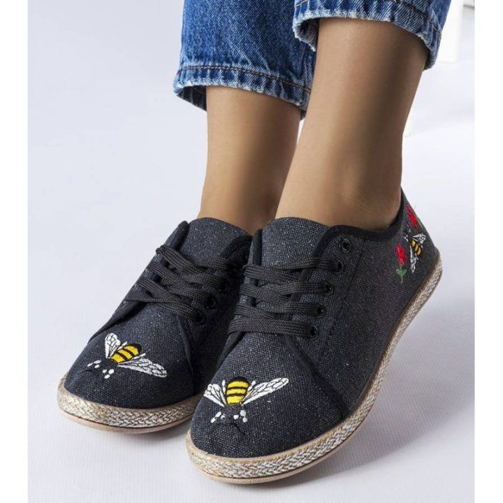 Juodos blizgančios espadrilės Gemre