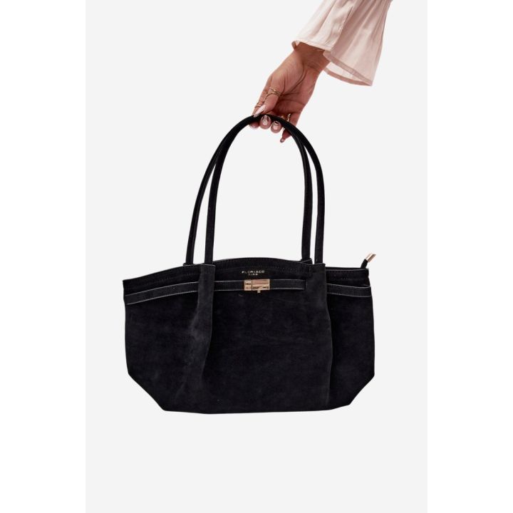 Juoda zomšos imitacijos rankinė per petį Flora&Co Paris