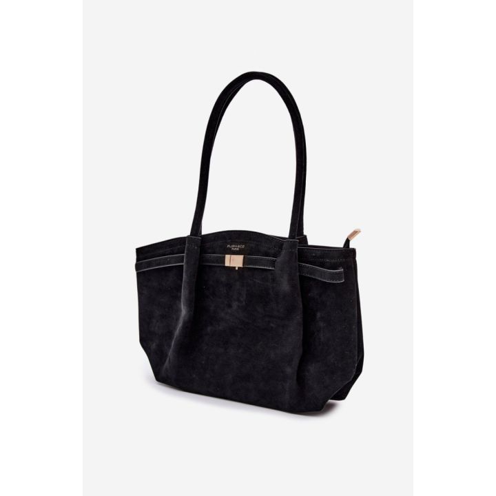Juoda zomšos imitacijos rankinė per petį Flora&Co Paris