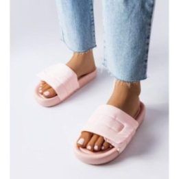 Rožinės Aleron šlepetės su velcro užtrauktukais