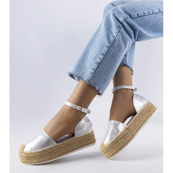 Clousson sidabrinės platforminės espadrilės