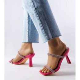 Rožinės Evelina stiletto šlepetės