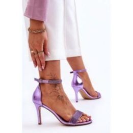 Moteriški Basutės ant aukšto kulno su akmenukais Violet Perfecto