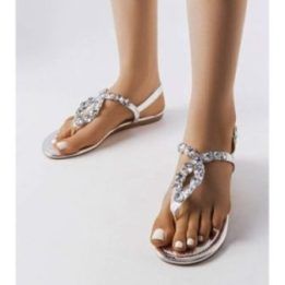 Larocque sidabriniai sandalai su cirkonais