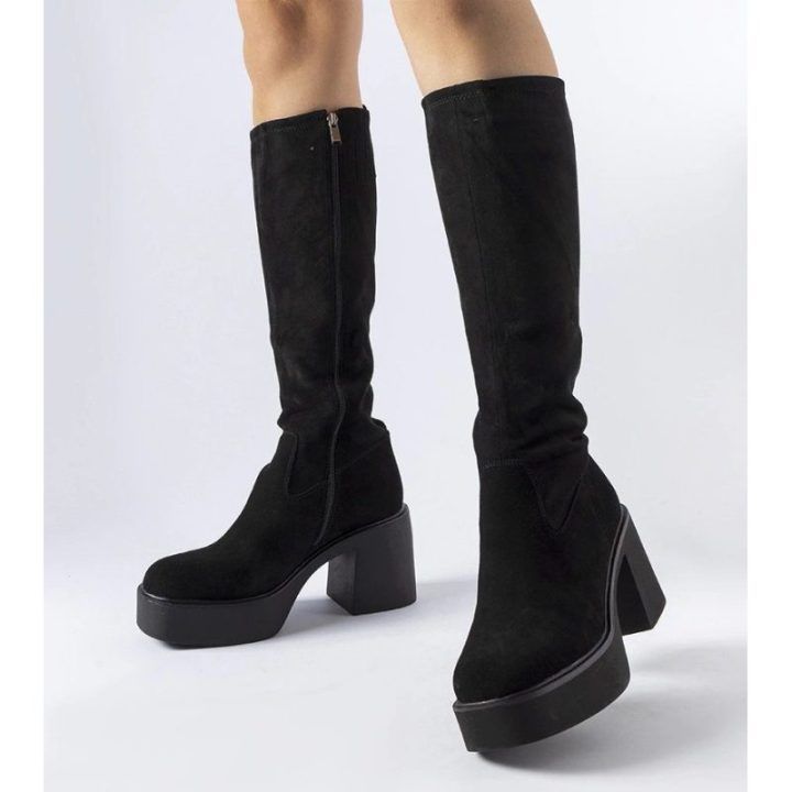 Juodi šilti stiletto batai