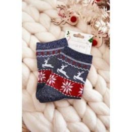 Moteriškos kalėdinės kojinės Shiny ReindeerNavy blue